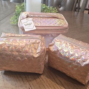 Iridescent travel makeup bag set NWT